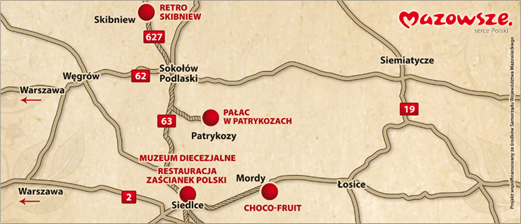 Mapa szlaku Mazowiecka Micha Szlachecka 1.-szlaki